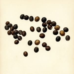 Salvia officinalis seeds, botanical illustration